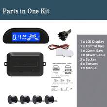 汽车停车传感器套件，带自动驻车倒车 LED 监视器 22 毫米 4 个传感器雷达探测器系统背光显示