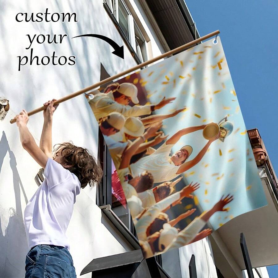 1PC Customized Portrait, Pet Flag, Custom Pattern Flag, Courtyard Decoration Flag, Outdoor Decoration Flag, Unique, Washable, High-End, Breathable And Durable, Unique And Personalized, Is The Ideal Gift For Him/Her, Room And Office Decoration Flag, Pole Free Gift - Multicolor - View 1
