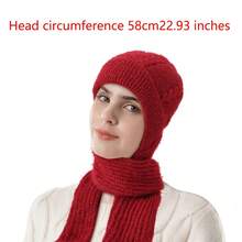 1pc Solid Color Knitted Hat And Scarf Set, Thermal Lined For Autumn/Winter, Thicker And Warmer