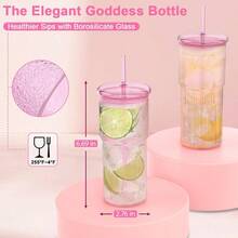 Glass Cups With Lids And Glass Straws High Borosilicate 20OZ Tumblers 2Pcs For Coffee Tea Juice Smoothies Hot/Cold Drinks At Home Office - 4 件玻璃-粉紅色 - 查看 4