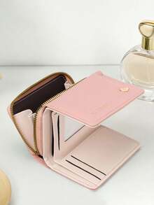 BATSIOE Elegant & Fashionable Women Short Tri-Fold Wallet Heart Decor Separate Zipper Coin Pouch Large Capacity Credit Card Holder Suitable As Gift For Young Women Girls Students For Women Money Wallet Mini Wallet Purse Wallet Small Wallet Cute Wallet