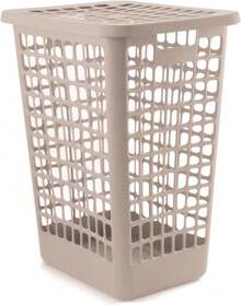 Guateplast - Juego de 2 Cestos para Ropa Sucia Cuadrados con Tapa de 55 Litros | Bote para Ropa Sucia | Canastas para Ropa Sucia | Cestos para Guardar Objetos | Contenedores de Plástico | Color Beige - Beis - Ver 2