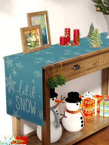 1 pieza Camino de mesa con diseño de carta navideña azul, Decoración navideña para mesa, Camino de mesa tipo lino para Navidad, Camino de mesa, Camino de mesa, 1 pieza Camino de mesa, 4 piezas Individuales, 1 pieza Funda de cojín, 3 productos disponibles, Decoración de hogar de temporada para interiores/exteriores, Decoración de hogar de invierno, Decoración navideña, Decoración de habitación navideña, Decoración de fiesta navideña - Multicolor - Ver 3