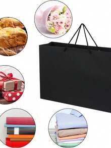 Túi đựng quần áo, Túi quà họa tiết vân đá, Túi giấy đựng quà sinh nhật, Túi đựng giấy Kraft bên ngoài cho tiệc lễ, Túi giấy Kraft trắng dọc, Đồ dùng cho tiệc tùng - màu đen - Xem 9