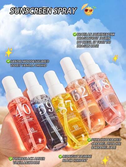 5/4/1 Set Brazilian Fragrance Spray, 40ml New Tropical Ambiance Air Freshener Series, Long-Lasting Warm Sunny Floral Amber Fruity Sweet Aroma Therapy, 39 Coconut Cream, 40 Plum Jasmine, 59 Violet, 62 Cashew, 68 Jasmine Ocean, 71 Macadamia, Rio De Janeiro, Home, Bedroom, Office, Car Decor, Christmas Gift For Her