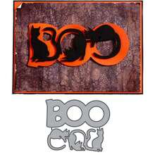 1 قطعة قالب معدني لقص خلفية "BOO Wishes" لصناعة البطاقات، قالب قص معدني لألبوم التذكارات، يومية، بطاقة تهنئة، تقطيع وتضريب الورق والديكور