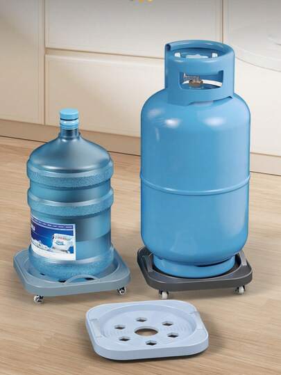 حامل متعدد الوظائف على شكل عجلة دوارة، حامل قاعدة أسطوانة الغاز المنزلية، مناسب لنقل الأواني الزهور/أسطوانات الغاز/الدلاء/الأشياء الثقيلة، قابل للاستخدام في المطبخ/المكتب/الجراج/غرفة التخزين