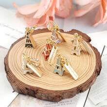 6pcs Exquisite Mini Eiffel Tower Keychain Set, Minimalist & Fashionable Design - Practical Keychains, Creative Bag Charms, 3D Hollow DIY Jewelry Accessories, Ideal Gifts For Couples, Family, Friends Christmas Gifts For Mother, Father, Graduation, And Teacher - Multicolor - View 3