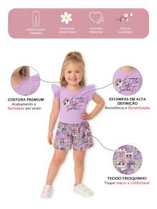 Kit 10 Peças de Roupas Infantil Menina Verão - Promoção - Kit 5 Conjuntos Menina Infantil Barato - 2 ao 12 - Multicolorido - Visão 3