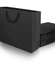 Túi đựng quần áo, Túi quà họa tiết vân đá, Túi giấy đựng quà sinh nhật, Túi đựng giấy Kraft bên ngoài cho tiệc lễ, Túi giấy Kraft trắng dọc, Đồ dùng cho tiệc tùng - màu đen - Xem 10