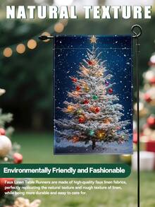 1pc Christmas Tree Garden Flag - Holiday Double-Sided Waterproof Burlap, 11.8"X17.7" - Outdoor Winter Decor, Outdoor Decoration (Flagpole Not Included)