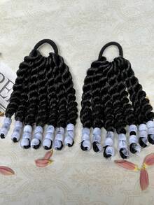 2 pezzi Estensioni per capelli per bambini con perline, eleganti e adorabili extension per coda di cavallo, extension per coda di cavallo con perline gemelle, parrucca sintetica per uso quotidiano e da festa, regalo per capelli