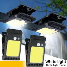 1/2 户外太阳能灯配有运动探测器和夹子，配备 24 个 LED/COB 灯泡，用于户外壁灯，为骑行提供夜间安全照明，配有锂电池，可整夜照明。 - 黑色 - 查看 17