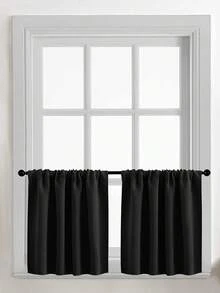 1 件纯色遮光短窗帘适用于房车、双层床和小窗户 - 100% 涤纶现代窗帘，适用于客厅、咖啡厅、厨房装饰 - 彩色 - 查看 2