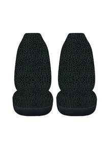 Juego de 5 piezas de fundas de asiento y reposacabezas de tela universal con estampado de leopardo negro de moda para mujer