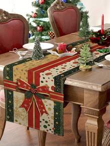 1 pieza Camino de mesa con lazo navideño, Camino de mesa decorativo navideño, Camino de mesa tipo lino navideño, Camino de mesa, Camino de mesa, 1 pieza Camino de mesa, 4 piezas Individuales, 1 pieza Funda de cojín (Relleno no incluido), 3 productos disponibles, Decoración del hogar de temporada para interiores y exteriores, Suministros para fiestas de Navidad, Decoración navideña para el hogar, Decoración navideña para la habitación, Decoraciones para fiestas de Navidad - Multicolor - Ver 13