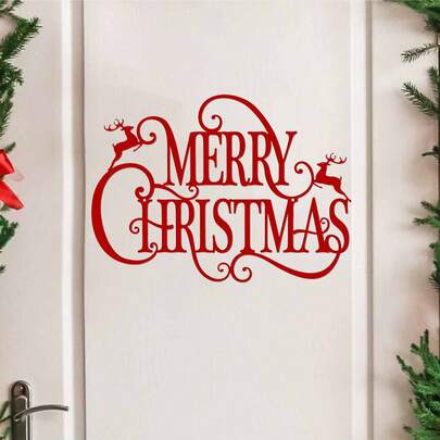 1件装圣诞节快乐墙贴，圣诞字母装饰，室内外墙壁和前门节日装饰。家居装饰 圣诞装饰 房间装饰 墙贴 圣诞装饰
