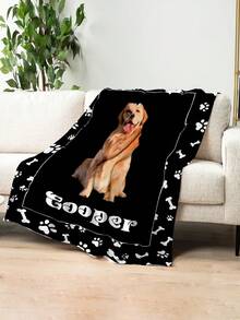 1pc Custom Photo Blanket For Bed, Multipurpose Living Room Sofa Outdoor Beach Camping Pet, Personalized Family/Pet/Couple Text Printed Bedding Blanket, Personalized Christmas Gifts, Family Gift, Birthday Gifts, Gift For Friend, Gift For Her