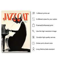 1 tấm áp phích in hình nhạc jazz câu lạc bộ cổ điển có khung/không khung, tranh hòa nhạc piano mèo jazz thập niên 80, tranh treo tường tối giản cho phòng sinh viên, căn hộ, phòng khách, phòng ngủ, trang trí nhà hiện đại - Nhiều màu - Xem 6