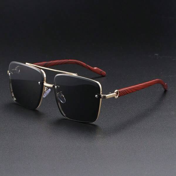 Unisex Frameless Modern Sunglasses, Oversized Contrast Color Elegant Casual Suitable For Daily Commute, Driving, Lightweight & Transparent, All Season