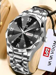 Đồng hồ nam VA VA VOOM thương hiệu 1 chiếc dây đeo bằng thép không gỉ, khả năng chống nước 3ATM, mặt số La Mã đính đá thạch anh đa chức năng dành cho doanh nhân, lý tưởng làm quà tặng sinh nhật, ngày lễ, ngày lễ tình nhân - Một cỡ - Xem 14