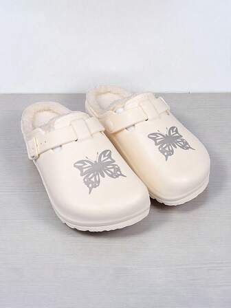 Women's Plush Lined Clog - Lightweight EVA Winter Shoes With Soft Fabric Lining, Simple Round Toe Design, Easy To Hand Wash, Suitable For Indoor/Outdoor Wear, Women Slippers