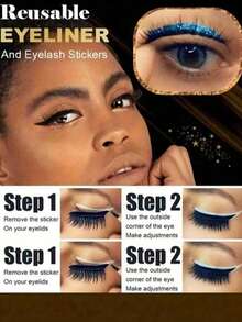 Eyeliner & Thick Curling False Eyelash Stickers - Multicolor - View 3