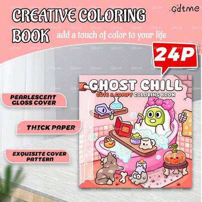 (120g verstärktes dickeres Papier, Perlpapier-Umschlag, neues Design 2025, 24 Seiten, einseitiger Druck) 1 Malbuch, "Ghostly Life", mit exquisiten Mustern und klaren Linien, geeignet als Halloween-, Weihnachts-, Neujahrs-, Geburtstagsgeschenk und eine tolle Möglichkeit zum Entspannen.