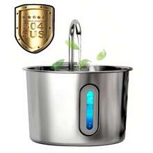 2.2L/74oz 不锈钢猫饮水器，带 LED 蓝光、超静音泵、观察窗和 USB 端口 - 适合室内猫，现代设计，适合家庭或办公室，室内猫饮水器，办公室宠物补水，时尚宠物配件，耐用宠物用品，无需电池 - 彩色 - 查看 8