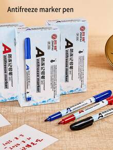 Set de 2 marcadores de borrado en seco, diseño de punta dual de 0.5mm + 1.0mm, en negro, rojo y azul, para pizarras blancas de oficina y enseñanza - Marcador de doble punta - Ver 2