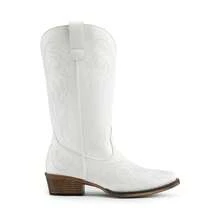 Women's Cowboy Boots Mid Calf Cowgirl Boots Square Toe Chunky Heel Embroidery Stitched Western Boots Winter Booties - trắng - Xem 6