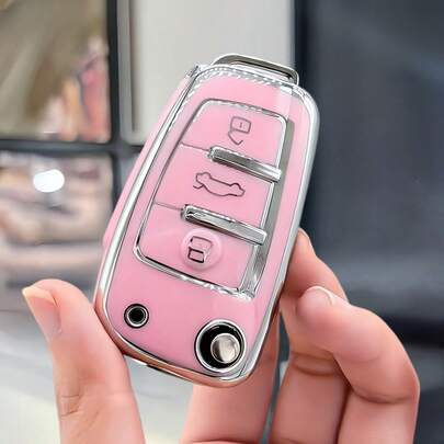 1 pièce Nouvelle housse de protection en TPU pour clé de voiture pour Audi A3, A6, C5, C6, Q3, Q2, Q7, TT, TTS, R8, S3, S6, RS3, RS6, A4. Accessoire de protection anti-chute et anti-poussière pour porte-clés