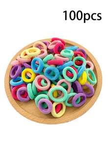 100pcs Black Elastic Seamless Ponytail Hair Ties, Durable & Simple Daily Hair Accessories For Girls, Elegant & Damage-Free