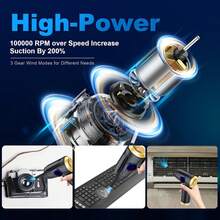 压缩空气除尘器，电动空气除尘器，快速充电，51000 RPM 4 速无绳鼓风机，带 LCD 显示屏，便携式内置 LED 灯空气除尘器，适用于电脑键盘清洁器无绳空气除尘器，可替代压缩空气罐