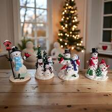 1pc Christmas Snowman Decor Ornament, Suitable For Home Office Desk Decoration, DIY Resin Craft - Multicolor - View 2