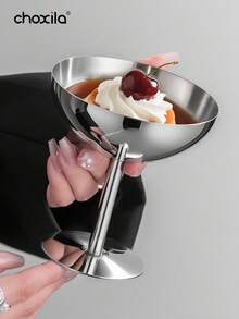 choxila 1件套甜点盘、蔬菜碗、不锈钢冰淇淋杯、托盘、水果碗、下午茶布丁甜点杯、可爱餐盘、托盘、高杯碗、可爱烛台盘、斋月款待用品 - 甜點杯 - 查看 2