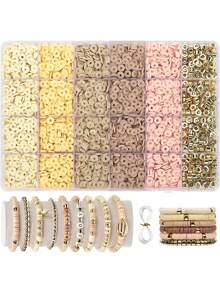 Polymer Clay Beads Kit, Mix Colors Soft Flat Polymer Clay Beads Kit For Jewelry Making, DIY Bracelet Necklace Birthday Gifts Craft Supplies