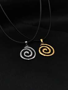 1pc Women Stainless Steel Asymmetrical Swirl Pattern Pendant Necklace, Fashion & Versatile - Swirl Necklace - View 8