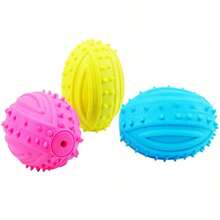 TPR Rugby Ball Dog Toy, Puppy Chew Squeaky Ball, Corgi & Medium Dog Pet Teething Chew Training Toy, Durable Realistic Barking Sound Fetch Toy