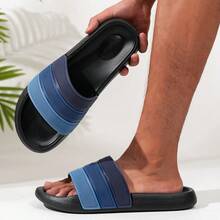 Sandálias masculinas de praia em patchwork com blocos de cores, EVA (copolímero de etileno-acetato de vinila), casuais, esportivas, leves, antiderrapantes, da moda, chinelos de secagem rápida para ambientes internos e externos, para todas as estações