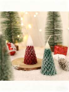 Christmas Tree Shaped Scented Candles For Christmas Holiday Table Decoration Christmas Scented Candles Winter Christmas Tree Taper Candles Home Decoration And Souvenirs, Suitable For Bedroom, Bathroom, Party, Christmas, Random Colors/Styles - Multicolor - View 2