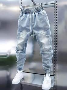 Men's Comfort Fit Denim Pants  Casual Wear With Stretch & Classic Style - 藍色 - 查看 9