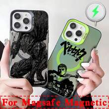 Funda magnética de anime Guts Magsafe para iPhone 11 12 13 14 15 16 Pro Max Plus, cubierta antideslizante plateada suave - CCYG-188CY4315A4 - Ver 3