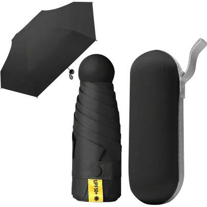 Paraguas de bolsillo, a prueba de lluvia y sol, mini paraguas plegable, protección UV, a prueba de viento y lluvia, ligero y portátil, con caja de almacenamiento, adecuado para llevar diariamente en bolsos o mochilas