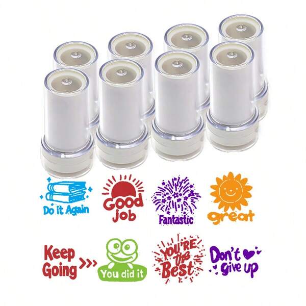 Bunte Ermutigungsstempel - Motiviere dich selbst, Aufmunterung, Du bist großartig, Gut gemacht, usw. Ermutigungsstempel für Lehrer, Studenten, Bürobedarf