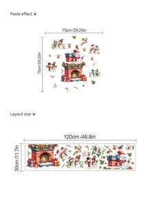 1 Stück Weihnachtsschneemann Kamin Hirsch Wandaufkleber, abnehmbarer Raumdekoration für Schlafzimmer, Wohnzimmer, Feiertagsparty
