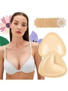 Double-Sided Sticky Bra Inserts,Snowy Sticky Bra Inserts,Sticky Bra Push Up, Self Adhesive Pads Ultra Instant Lift Bra, Push Up Bikini Pads For Sports Bra Swimsuit - Multicolor - View 6