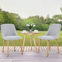 WARMTOBABY 2/4/6 Pcs Modern Fabric Upholstered Dining Chairs With Oak Legs,Weight Capacity 300lbs,Easy Clean Fabric,Ergonomic Curved Back - 灰色 - 查看 7