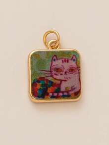 1 Piece Of Cute Printed Cat, Flower, Snail, Piglet, Horse, Pigeon, Moon, Cake Pattern Pendant, Electroplated With 18K Gold, Suitable For DIY Jewelry Accessories, Necklaces, Bracelets, Earrings, Keychains, Bag Chain Accessories, Women's Jewelry Accessories, Gold-Plated Pendant, Trinkets