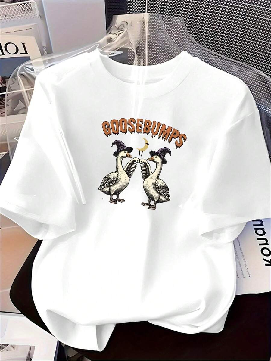 Camisa de manga corta con estampado de piel de gallina para mujer - Blanco - Ver 1